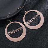 Round Name Earrings Personality Stainless Steel Earrings Women Jewelry