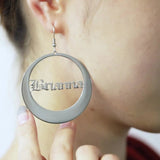 Round Name Earrings Personality Stainless Steel Earrings Women Jewelry