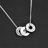 Round Name Letter Necklace Stainless Steel Pendant