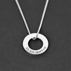 Round Name Pendant Necklace Stainless Steel Personalized Necklace