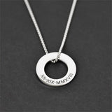Round Name Pendant Necklace Stainless Steel Personalized Necklace
