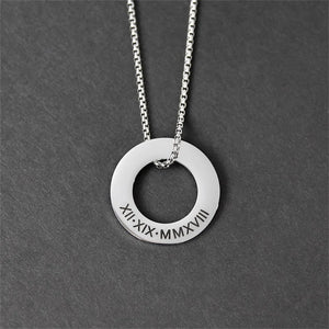 Round Name Pendant Necklace Stainless Steel Personalized Necklace