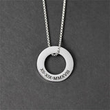 Round Name Pendant Necklace Stainless Steel Personalized Necklace