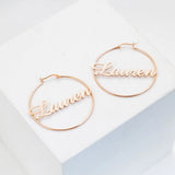 Round Welding Name Earrings Personalized Stainless Steel Ladies Jewelry
