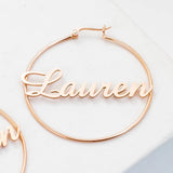 Round Welding Name Earrings Personalized Stainless Steel Ladies Jewelry