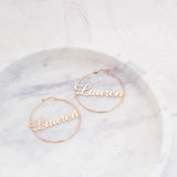 Round Welding Name Earrings Personalized Stainless Steel Ladies Jewelry