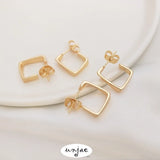 S925 Silver Geometric Earrings with 14K Baguette Retaining, Temperament Ear