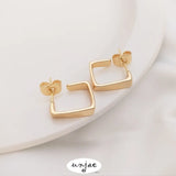 S925 Silver Geometric Earrings with 14K Baguette Retaining, Temperament Ear