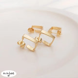 S925 Silver Geometric Earrings with 14K Baguette Retaining, Temperament Ear