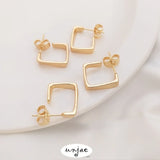 S925 Silver Geometric Earrings with 14K Baguette Retaining, Temperament Ear