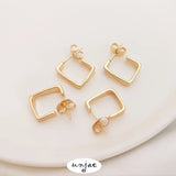 S925 Silver Geometric Earrings with 14K Baguette Retaining, Temperament Ear