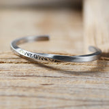 Engraved Never Give Up Cuff Bangle SS-099