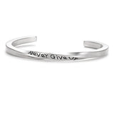 Engraved Never Give Up Cuff Bangle SS-099
