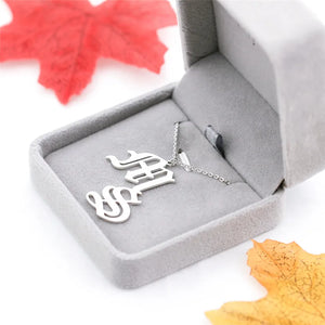 Old English Name Necklace For Women - Rose Personalized Nameplate Necklace