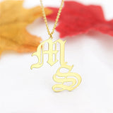Old English Name Necklace For Women - Rose Personalized Nameplate Necklace