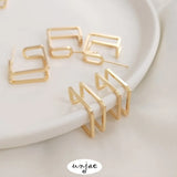 Square Double Stud Earrings 925 Silver 14K Preservation