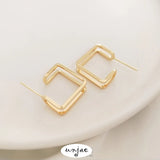 Square Double Stud Earrings 925 Silver 14K Preservation