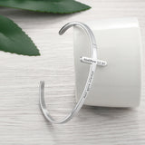 Personalized Stainless Steel Cross Cuff Bangles for Women