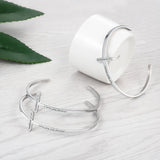 Personalized Stainless Steel Cross Cuff Bangles for Women