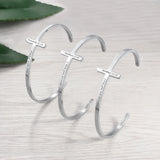 Personalized Stainless Steel Cross Cuff Bangles for Women