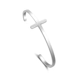 Personalized Stainless Steel Cross Cuff Bangles for Women