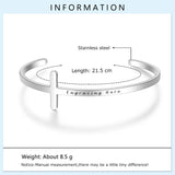 Personalized Stainless Steel Cross Cuff Bangles for Women