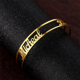 Personalized Stainless Steel Cuff Bangles Two Name Bracelet
