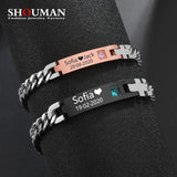 Stainless Steel Nameplate Couple Lover Bracelets for Men Women Valentines Gift