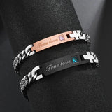 Stainless Steel Nameplate Couple Lover Bracelets for Men Women Valentines Gift