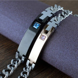 Stainless Steel Nameplate Couple Lover Bracelets for Men Women Valentines Gift