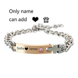 Stainless Steel Nameplate Couple Lover Bracelets for Men Women Valentines Gift