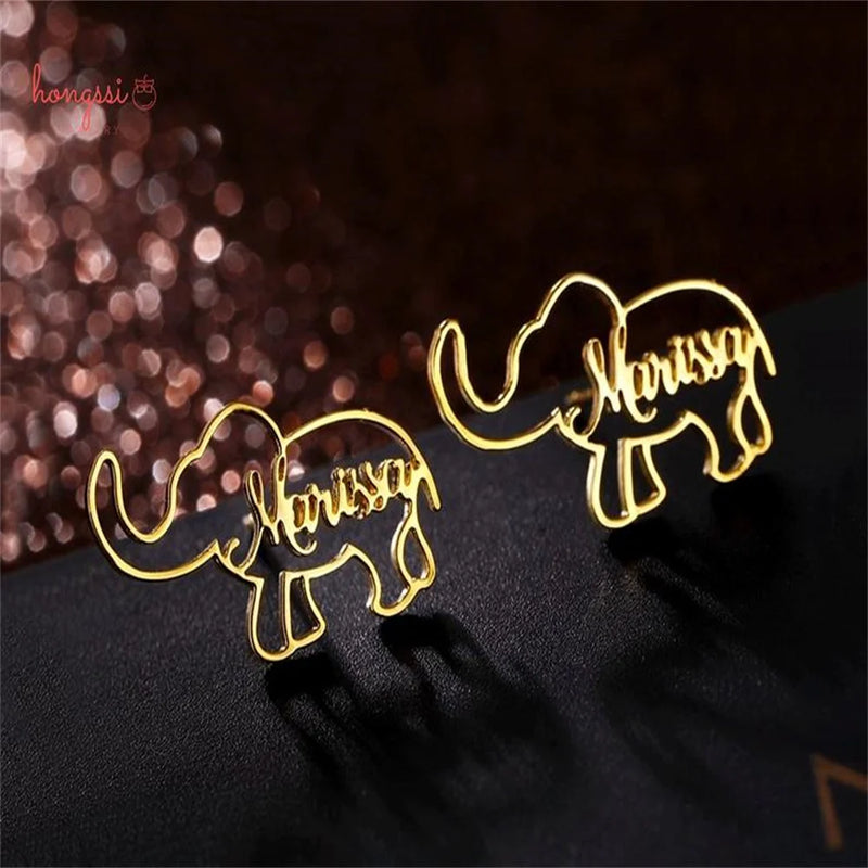 Custom Stainless Steel Elephant Earrings