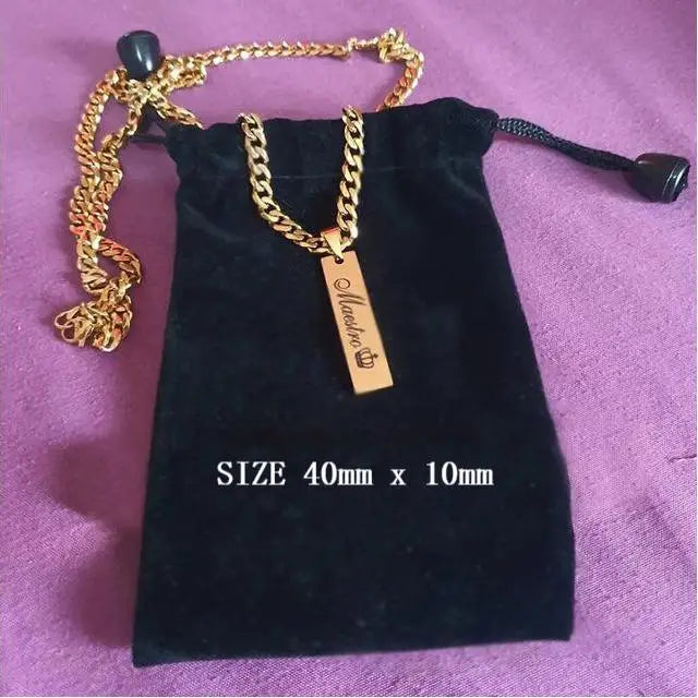 Personalized Name Bangle & Necklace Set Stainless Steel Cuban Chain