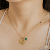Personalized Birthday Flower Necklace with Red Birthstone