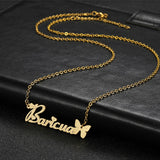 Stainless Steel Butterfly Name Necklace Choker