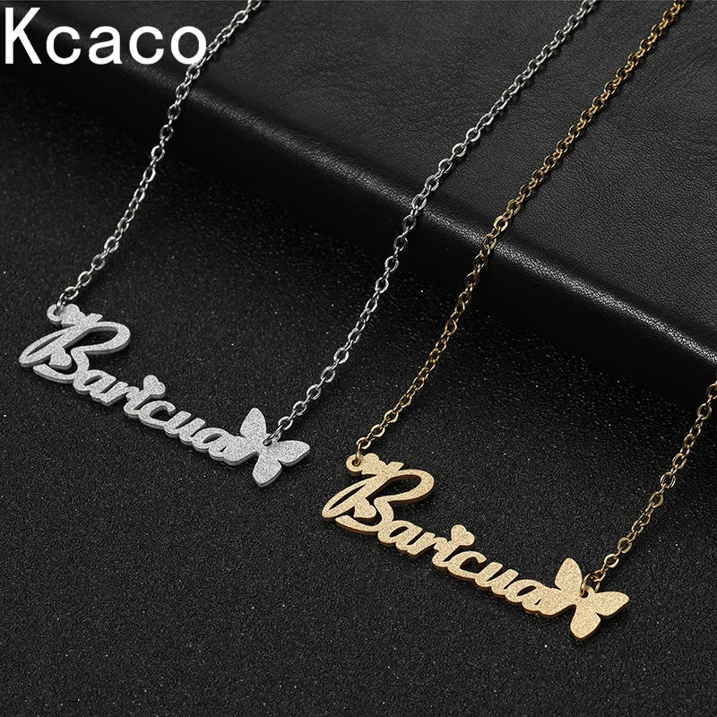 Stainless Steel Butterfly Name Necklace Choker