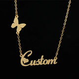 Personalized Stainless Steel Name Necklace Butterfly Choker Pendant