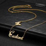 Personalized Stainless Steel Name Necklace Butterfly Choker Pendant