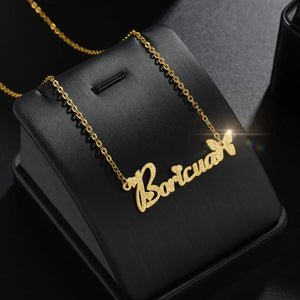 Stainless Steel Frosted Name Necklace With Heart Personalized Letter