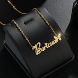 Stainless Steel Frosted Name Necklace With Heart Personalized Letter