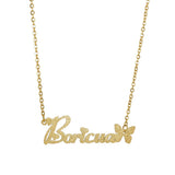 Stainless Steel Frosted Name Necklace With Heart Personalized Letter