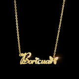 Stainless Steel Frosted Name Necklace With Heart Personalized Letter
