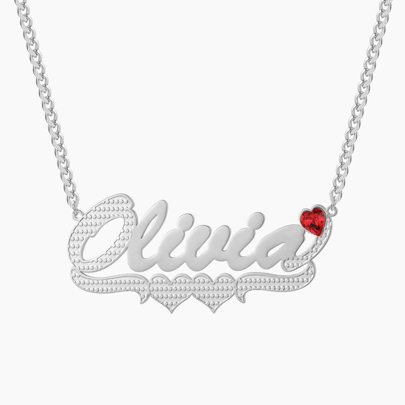Two Tone Personalized Name Necklace With Birthstone Name Pendant