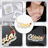Two Tone Personalized Name Necklace With Birthstone Name Pendant