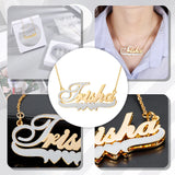 Two Tone Personalized Name Necklace With Heart Double 3D Name Necklace