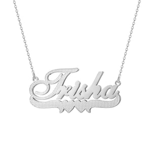 Two Tone Personalized Name Necklace With Heart Double 3D Name Necklace