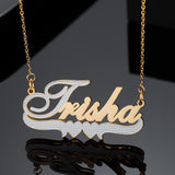 Two Tone Personalized Name Necklace With Heart Double 3D Name Necklace