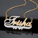 Two Tone Personalized Name Necklace With Heart Double 3D Name Necklace