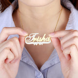 Two Tone Personalized Name Necklace With Heart Double 3D Name Necklace