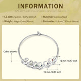 Personalized Stainless Steel Heart Charm Bracelet with Birthstone